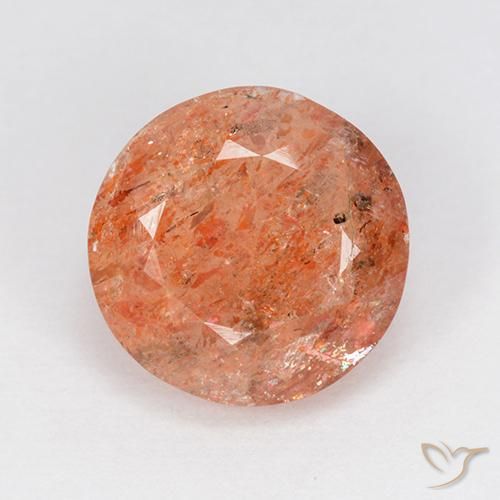 Pietra solare Arancione rossastra naturale da 4.69 ct, Rotondo, Traslucido