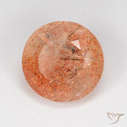 Pietra solare Arancio medio-chiaro naturale da 5.13 ct, Rotondo, Traslucido