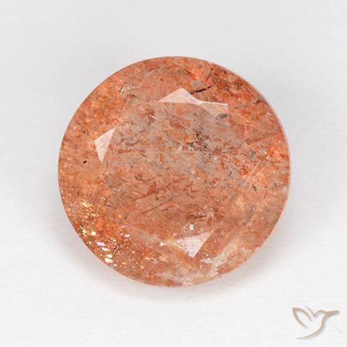 Pietra solare zenzero arancia naturale da 4.21 ct, Rotondo, Traslucido