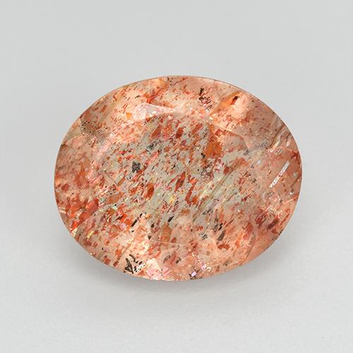 Pietra solare Arancione rossastra naturale da 3.31 ct, Taglio ovale, Trasparente
