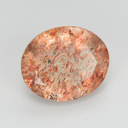 Pietra solare Arancione rossastra naturale da 3.31 ct, Taglio ovale, Trasparente