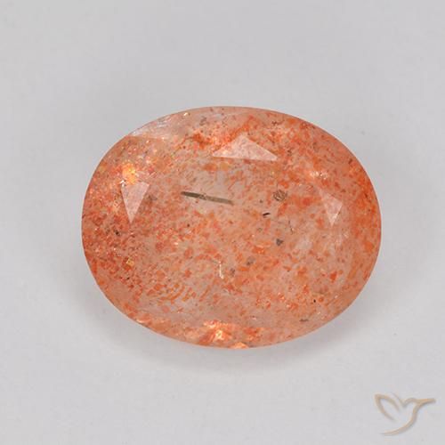 3.33ct Naturale Rosso Arancione Brillante Pietra solare, Ovale, Traslucido