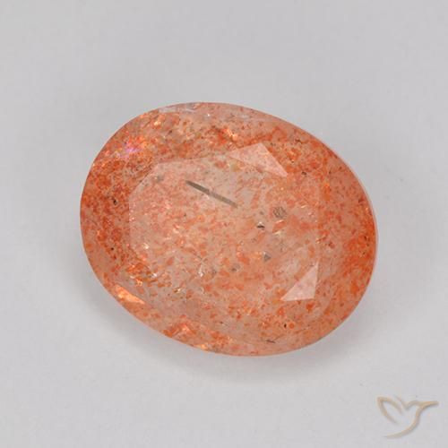 Pietra solare Rosso Arancione Brillante naturale da 3.33 ct, Ovale, Traslucido