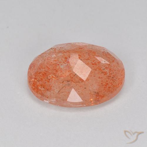 Pietra solare Rosso Arancione Brillante naturale da 3.33 ct, Ovale, Traslucido
