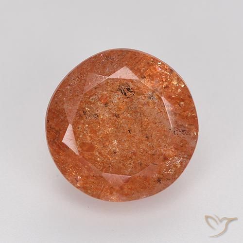 5.97ct Naturale Arancione rossastra Pietra solare, Rotondo, Traslucido