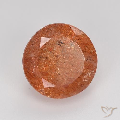 Pietra solare Arancione rossastra naturale da 5.97 ct, Rotondo, Traslucido