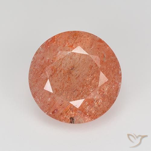 4.34ct Naturale Arancione rossastra Pietra solare, Rotondo, Traslucido