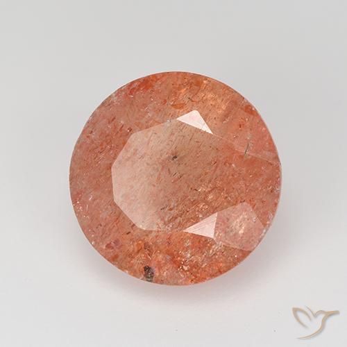 Pietra solare Arancione rossastra naturale da 4.34 ct, Rotondo, Traslucido