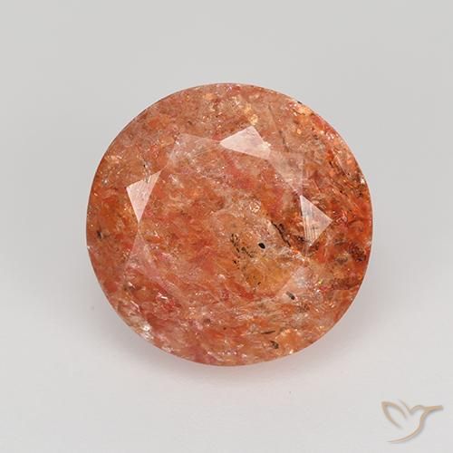 Pietra solare Arancio Medio naturale da 4.25 ct, Rotondo, Traslucido