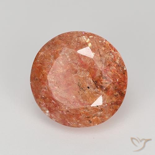 Pietra solare Arancio Medio naturale da 4.25 ct, Rotondo, Traslucido