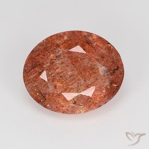 3.81ct Naturale Rosso medio Pietra solare, Ovale, Traslucido