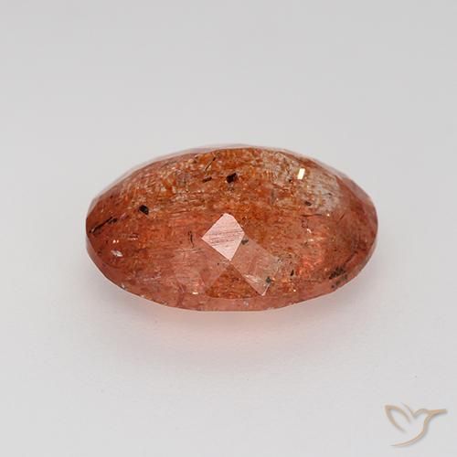Pietra solare Rosso medio naturale da 3.81 ct, Ovale, Traslucido