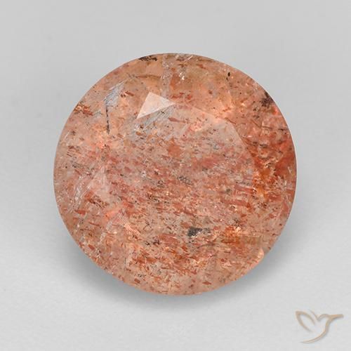Pietra solare Arancio Medio naturale da 4.33 ct, Rotondo, Traslucido