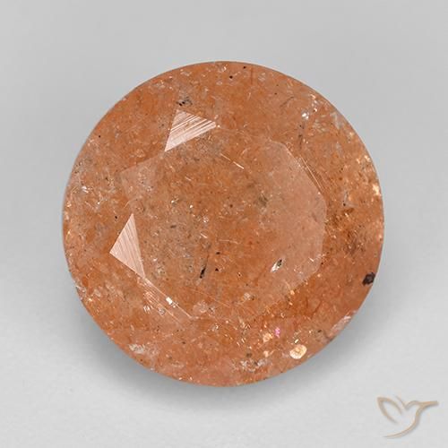Pietra solare Arancione rossastra naturale da 4.67 ct, Rotondo, Traslucido