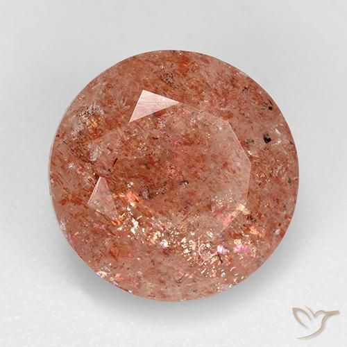 Pietra solare Arancio caldo naturale da 4.72 ct, Rotondo, Traslucido