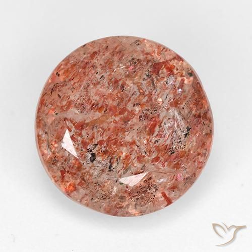 4.91ct Naturale Arancione rossastra Pietra solare, Rotondo, Traslucido