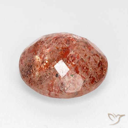 Pietra solare Arancione rossastra naturale da 4.91 ct, Rotondo, Traslucido