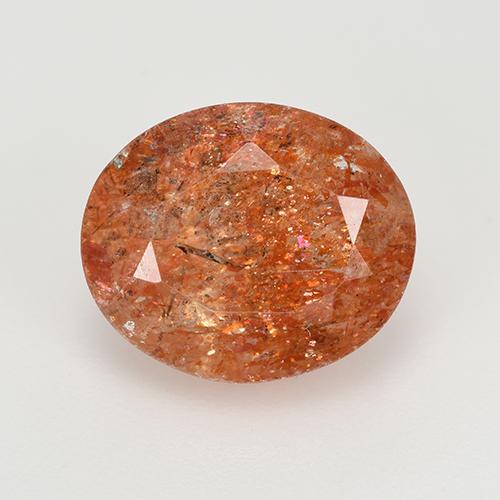 Pietra del sole naturale rosso da 5,12 ct, taglio ovale, traslucido