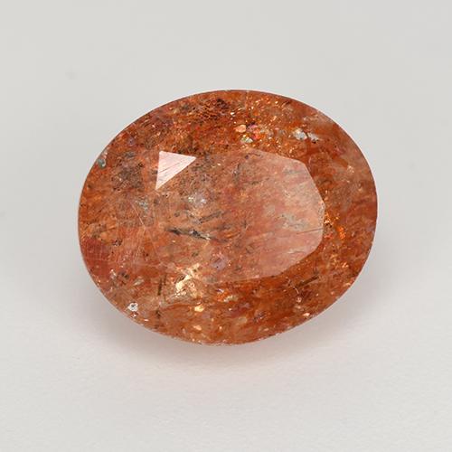 Pietra del sole naturale rosso da 5,12 ct, taglio ovale, traslucido