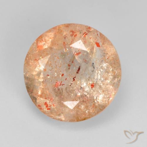 4.05ct Naturale Arancio tigre chiaro Pietra solare, Rotondo, Trasparente