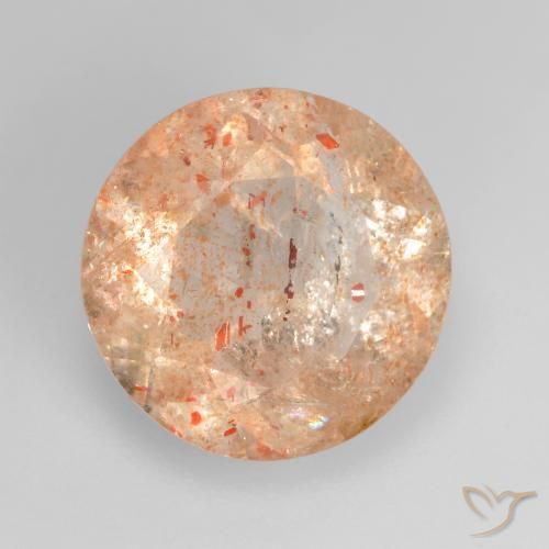 Pietra solare Arancio tigre chiaro naturale da 4.05 ct, Rotondo, Trasparente