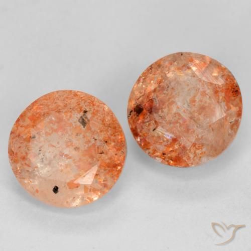 Gemme di Pietra solare Arancio Medio naturale da 1.82 ct, Rotondo, Traslucido