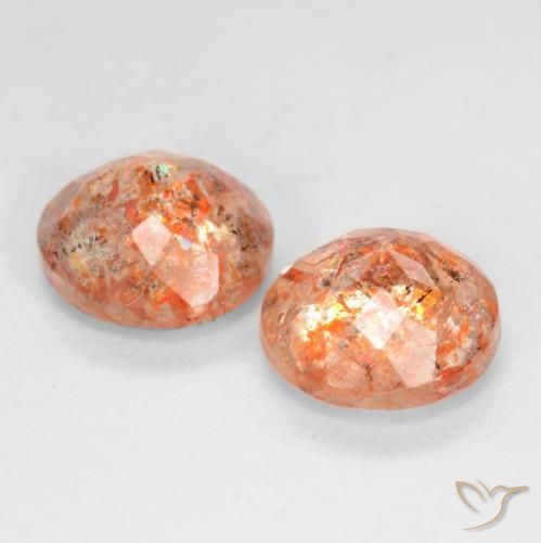 Gemme di Pietra solare Arancio medio-chiaro naturale da 1.53 ct, Rotondo, Traslucido