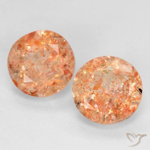1.59ctw Naturale Arancione rossastra Pietra solare, Rotondo, Trasparente