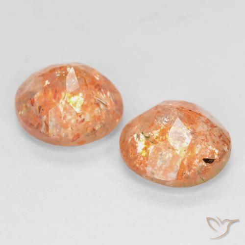 Gemme di Pietra solare Arancione rossastra naturale da 1.59 ct, Rotondo, Trasparente