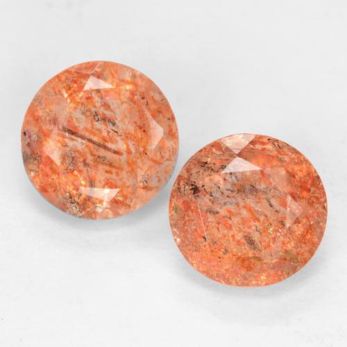 Pietra del sole naturale arancione da 1,65 ct, taglio rotondo, traslucido