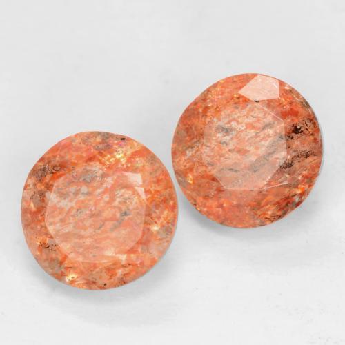 Pietra del sole naturale arancione da 1,65 ct, taglio rotondo, traslucido