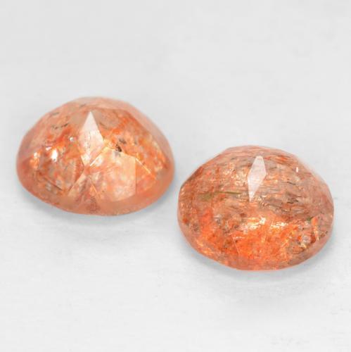 Pietra del sole naturale arancione da 1,65 ct, taglio rotondo, traslucido