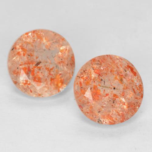 Pietra del sole naturale arancione da 1,46 ct, taglio rotondo, trasparente