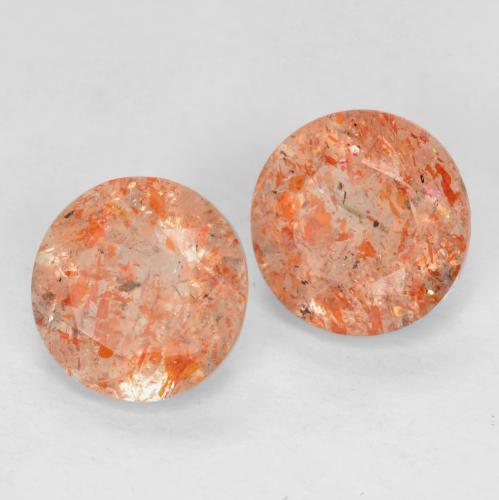 Pietra del sole naturale arancione da 1,46 ct, taglio rotondo, trasparente