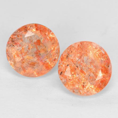 Gemme di Pietra solare Arancio Medio naturale da 1.67 ct, Taglio rotondo, Traslucido
