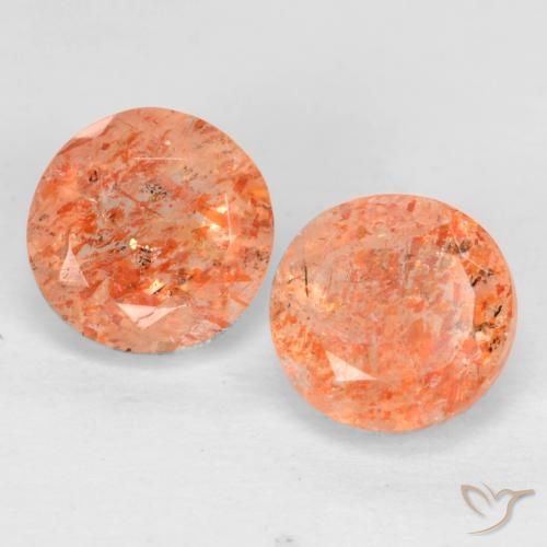 Gemme di Pietra solare Arancio medio-chiaro naturale da 1.76 ct, Rotondo, Traslucido