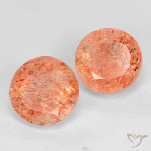 Gemme di Pietra solare Arancio medio-chiaro naturale da 1.76 ct, Rotondo, Traslucido