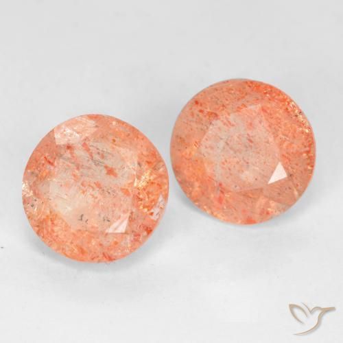Gemme di Pietra solare Arancio medio-chiaro naturale da 3.50 ct, Rotondo, Traslucido