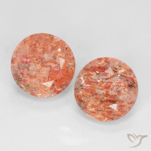 3.37ctw Naturale Arancione rossastra Pietra solare, Rotondo, Traslucido