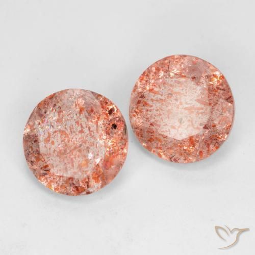 Gemme di Pietra solare Pesca naturale da 3.05 ct, Rotondo, Traslucido