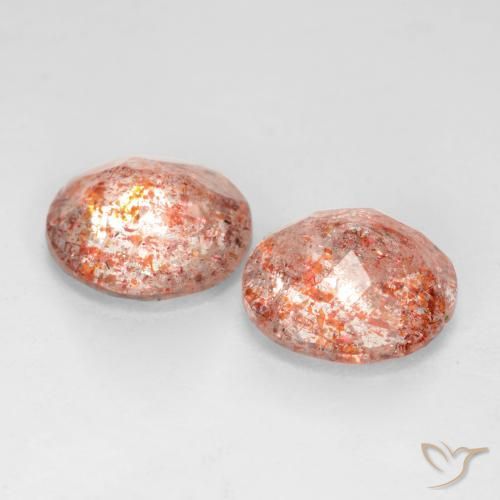 Gemme di Pietra solare Pesca naturale da 3.05 ct, Rotondo, Traslucido