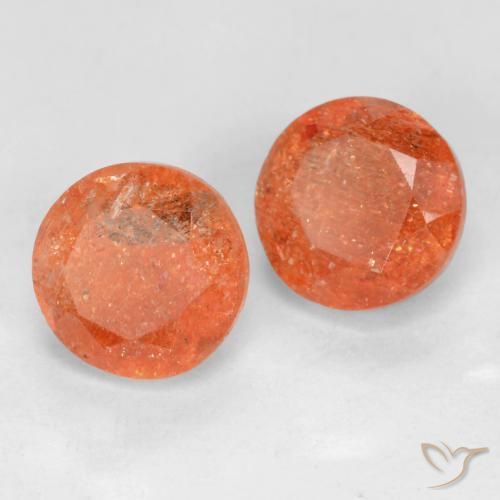 Gemme di Pietra solare Arancio Medio naturale da 1.96 ct, Rotondo, Traslucido