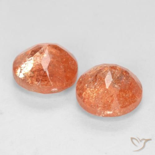 Gemme di Pietra solare Arancio Medio naturale da 1.96 ct, Rotondo, Traslucido