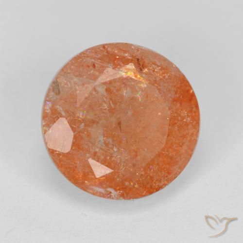 Pietra solare Arancione rossastra naturale da 4.67 ct, Rotondo, Traslucido