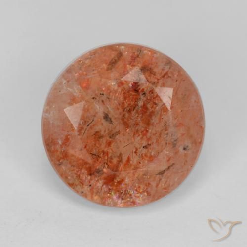 4.27ct Naturale Pompelmo Arancia Pietra solare, Rotondo, Traslucido