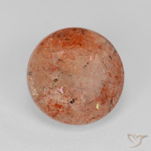 Pietra solare Arancio Medio naturale da 4.41 ct, Rotondo, Traslucido