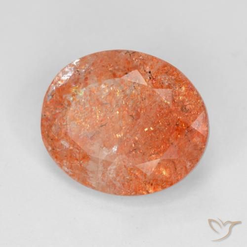 Pietra solare Rosso medio naturale da 3.52 ct, Ovale, Traslucido