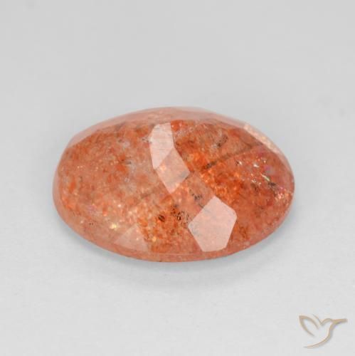 Pietra solare Rosso medio naturale da 3.52 ct, Ovale, Traslucido