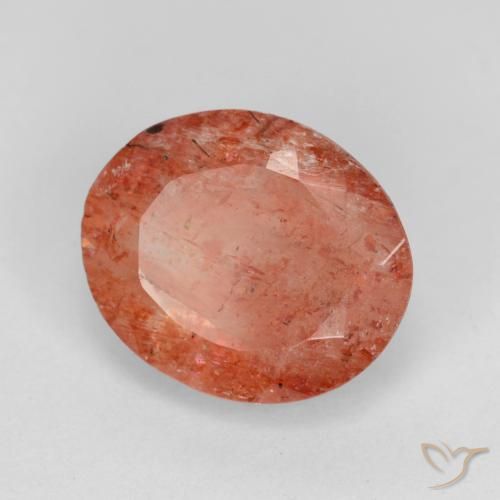 Pietra solare Rosso medio naturale da 3.80 ct, Ovale, Traslucido