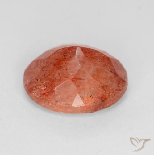 Pietra solare Rosso medio naturale da 3.80 ct, Ovale, Traslucido